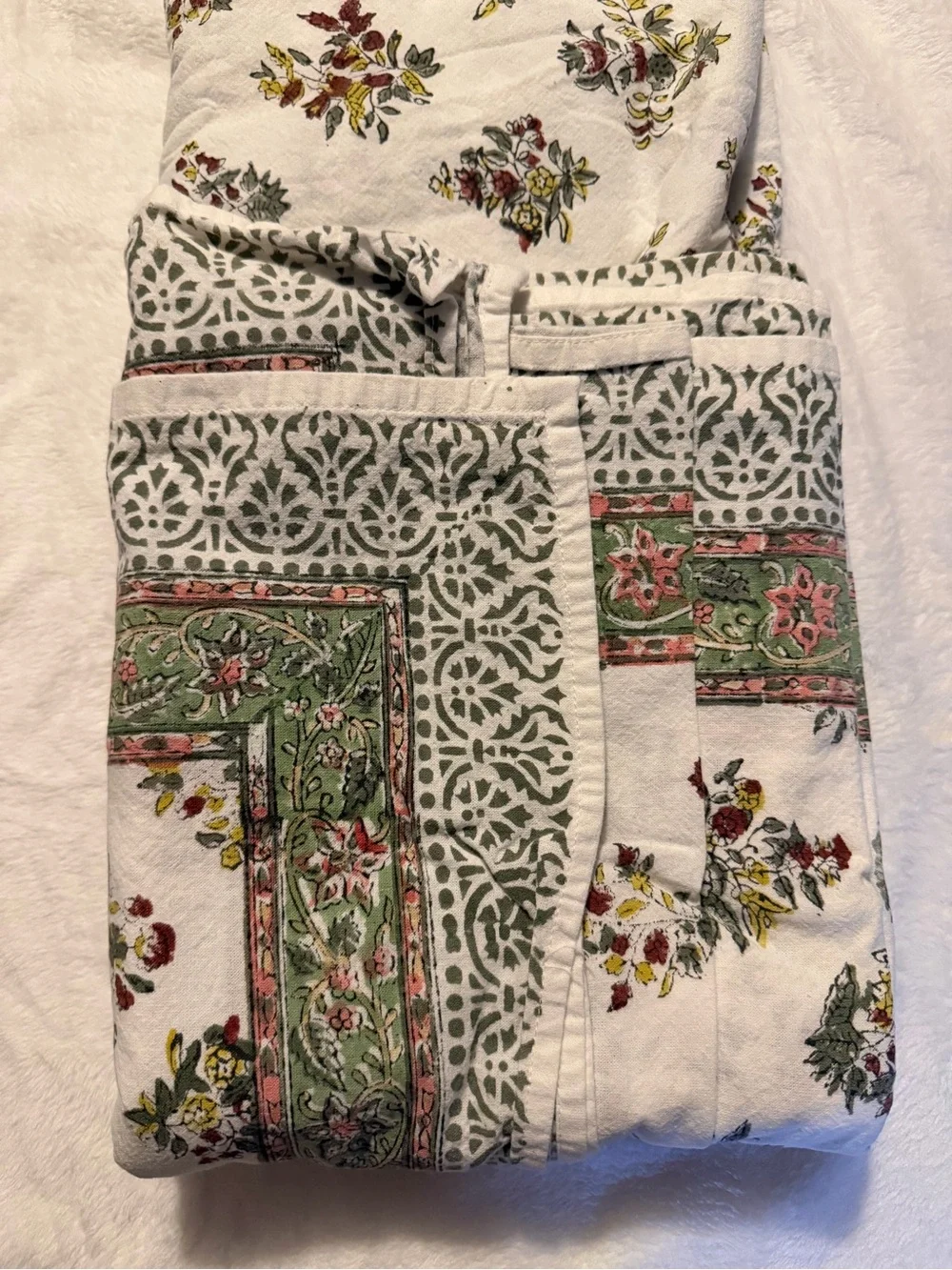 CPC Block Print Tablecloth Fall Green 140